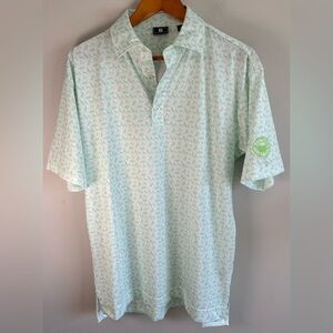 FootJoy Men’s Golf Polo Shirt Sz M Green Floral Lisle Mad River Golf Club NWOT